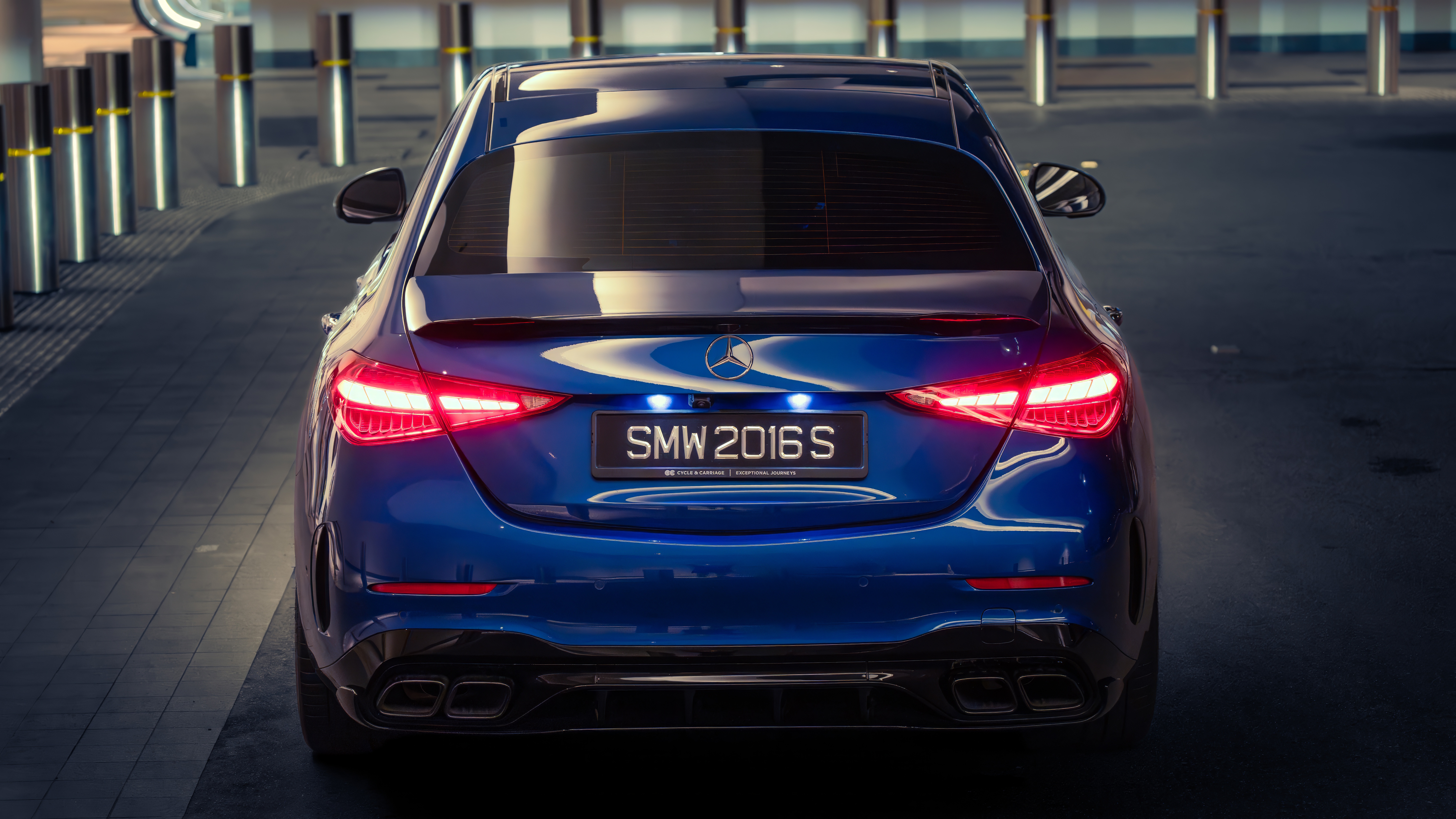 Blue Mercedes rear